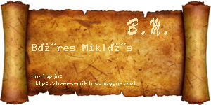 Béres Miklós névjegykártya